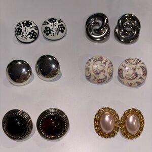 Vintage 80’s lot of 6 pair of fashion costume earrings